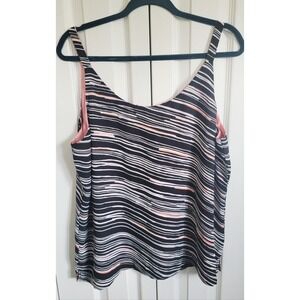 WHBM L Reversible Cami Top Sleeveless V-Neck Blouse Tank Top‎ Pink Black Wht NWT